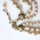 "Moonlit Pearls" Vintage 1940's Miriam Haskell Multistrand Pearl & Brass Necklace