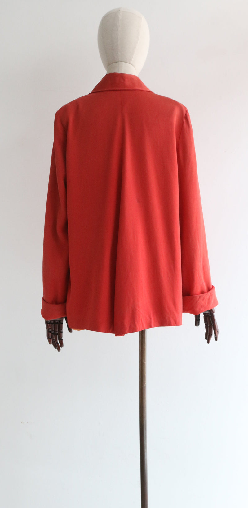 "Persian Red Gabardine" Vintage 1940's Persian Red Gabardine Swing Jacket UK 12-14 US 8-10