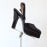 "Flirt Last" Vintage 1940's Navy Blue Suede Studded Platforms UK 2 US 4 EU 35