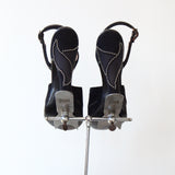 "Flirt Last" Vintage 1940's Navy Blue Suede Studded Platforms UK 2 US 4 EU 35