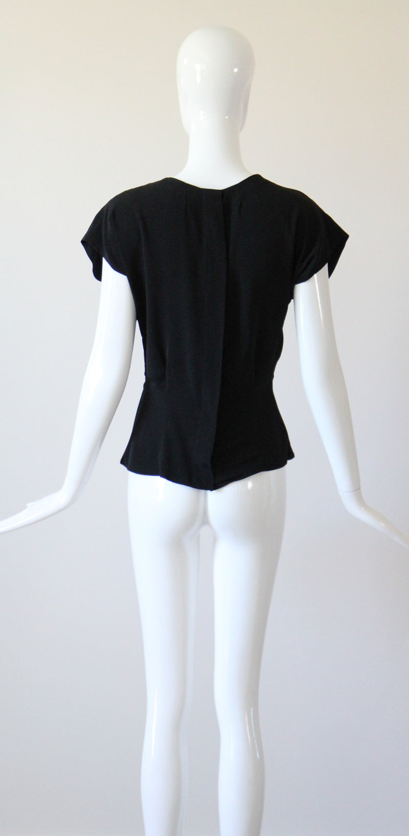 "Soutache & Studs" Vintage 1940's Black Soutache and Stud Embellished Blouse UK 10 US 6