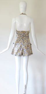 "Chartreuse Birds" Vintage 1940's Cotton Playsuit UK 8 US 4