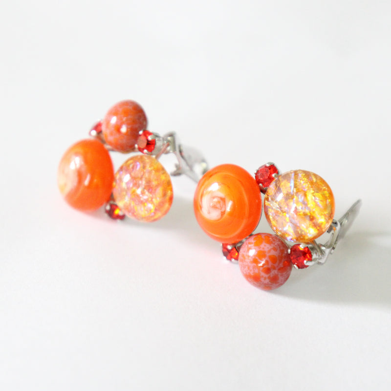 "Christian Dior Murano" Vintage 1958 Christian Dior Rhinestone & Murano Clip-on Earrings
