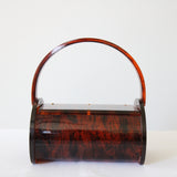 "Tortoiseshell Rialto" Vintage 1950's Lucite Barrel Shaped Box Bag