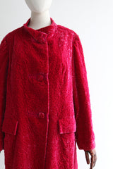 "Pink Matelasse Velvet" Vintage 1960's Hot Pink Matelasse Velvet Coat UK 14 US 10