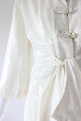 "Ivory Brocade" Vintage 1940's Ivory Floral Silk Brocade Loungewear Set UK 4 US 0
