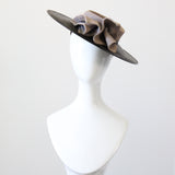 "Tailored Straw" Vintage 1940's Black Straw Tilted Saucer Hat