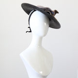 "Tailored Straw" Vintage 1940's Black Straw Tilted Saucer Hat