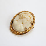"Cream Cameo" Vintage 1930's Brass & Celluloid Cameo Brooch