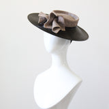 "Tailored Straw" Vintage 1940's Black Straw Tilted Saucer Hat