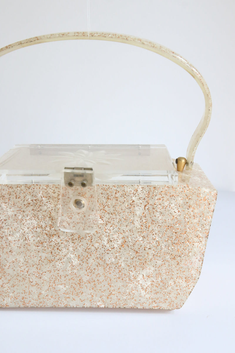 "All That Glitters" Vintage 1950's Glitter & Pearlescent Lucite Box Bag