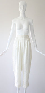 "Ivory Brocade" Vintage 1940's Ivory Floral Silk Brocade Loungewear Set UK 4 US 0
