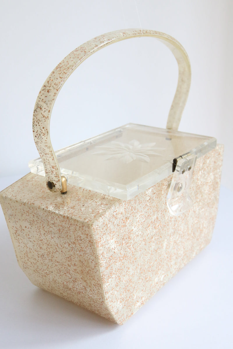 "All That Glitters" Vintage 1950's Glitter & Pearlescent Lucite Box Bag
