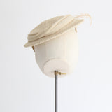 "Cream Raffia" Vintage 1940's Cream Raffia Straw Percher Hat