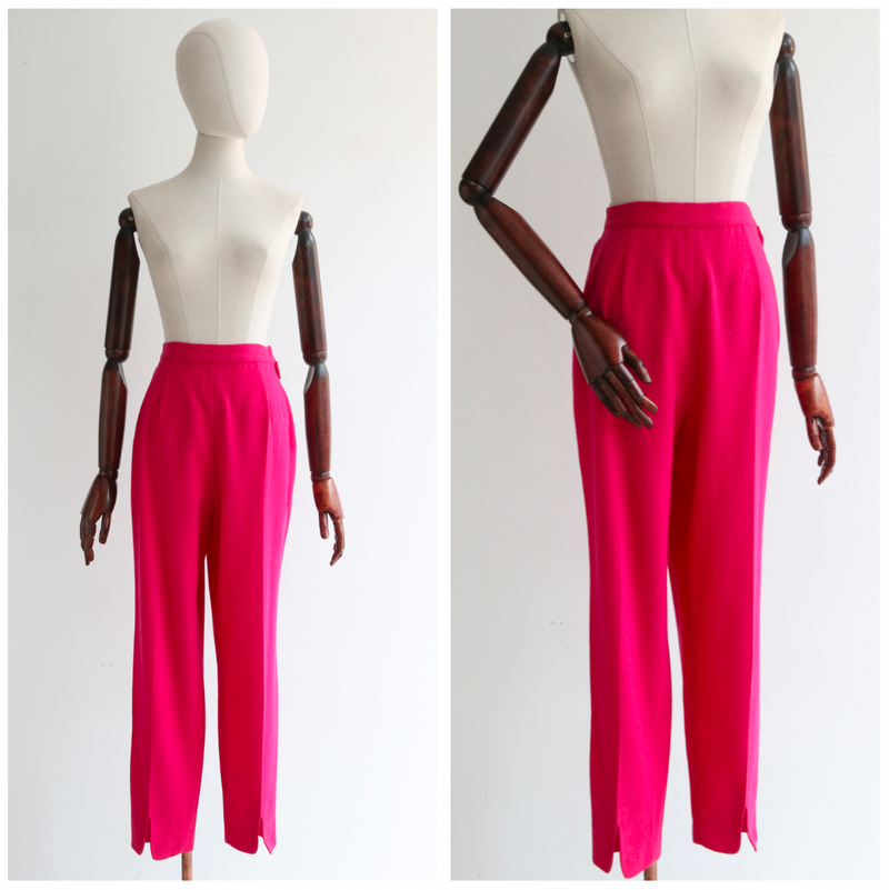 "Fuchsia Pink" Vintage 1960's Fuchsia Pink Trousers UK 10 US 6