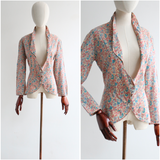 "Palette of Blossoms" Vintage 1930's Silk Floral Jacket UK 12 US 8