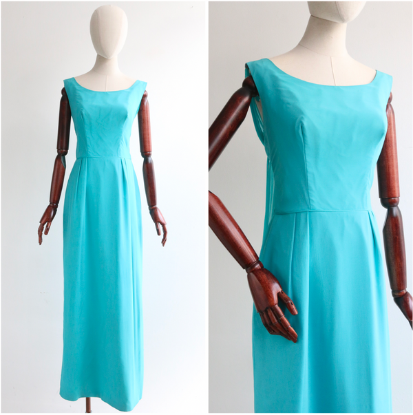"Tiffany Blue" Vintage 1960's Silk Chiffon Tiffany Blue Dress UK 10 US 6