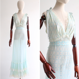 "Art Deco & Lace" Vintage 1960's Art Deco Pattern & Lace Nightdress  UK 10-12 US 6-8
