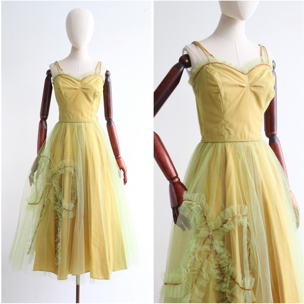 Chartreuse Tulle & Gold Sequins