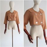 "Savanna Linen" Vintage 1950's Savanna Linen Cropped Jacket UK 12 US 8