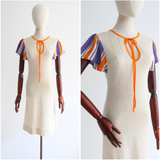 "Tangerine & Lavender" Vintage 1970's Italian Knitted Dress UK 6 US 2