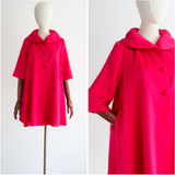 "Wild Rose" Vintage 1950's Wild Rose Pink Satin Swing Coat UK 8 US 4
