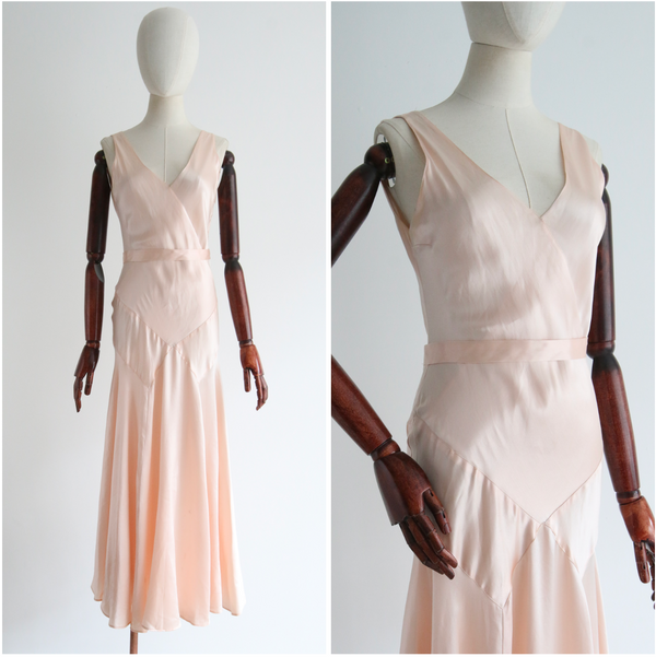 "Ballerina Pink" Vintage 1930's Ballerina Pink Satin Dress UK 10 US 6