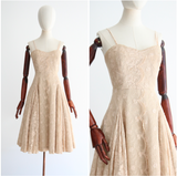 "Jasmine Trailing Florals" Vintage 1950's Floral Lace Dress UK 8 US 4