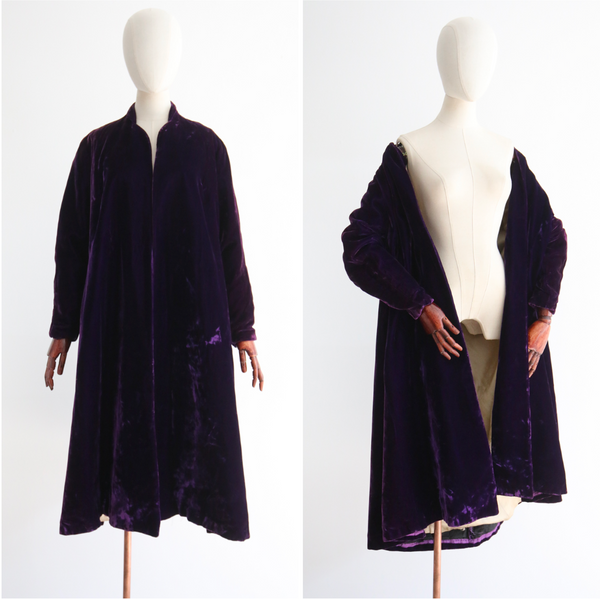 "Velvet Violet" Vintage 1950's Deep Velvet Violet Swing Coat  UK 10-14 US 6-10