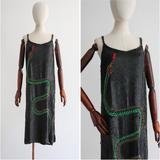 "Sequin Serpent" Vintage Silk Beaded & Sequinned Serpent Dress UK 12-14 US 8-10