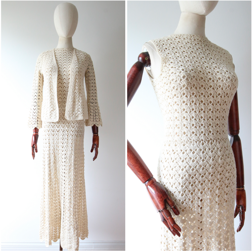 60s crochet dress hot sale