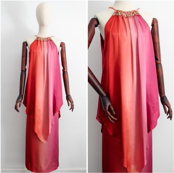 "Ombré & Sequins" Vintage 1960's Sunset Ombré and Sequin Tunic & Skirt Set UK 10-14 US 6-10