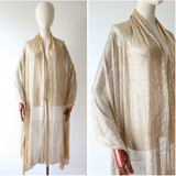 "Cream & Silver Assuit" Vintage 1920's Cream & Silver Large Assuit Shawl