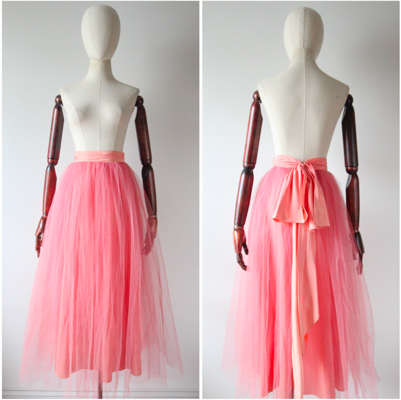 Peach Pink Tulle Vintage 1950 s Peach Rayon Pink Tulle Skirt UK Willow Hilson Vintage