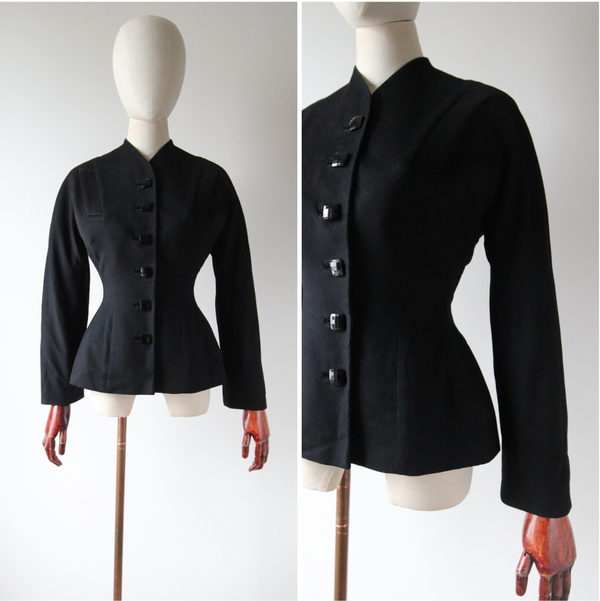 "Tailored Dior" Vintage 1950's Black Tailored Christian Dior Jacket UK 8 US 4