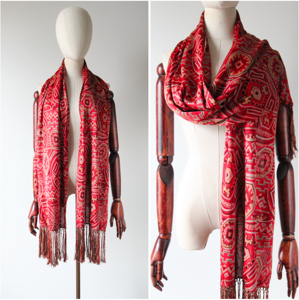 "Silk Geometry" Vintage 1920's Silk Jersey Geometric Print Scarf