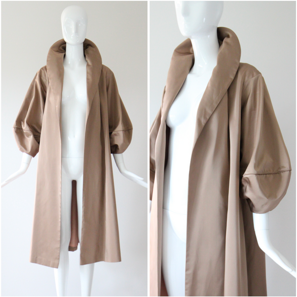 "Taupe Satin" Vintage 1950's Taupe Satin Swing Coat UK 10-12 US 6-8
