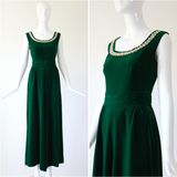 "Emerald Palazzo" Vintage 1960's Emerald Green Velvet Palazzo Trouser Set UK 10 US 6