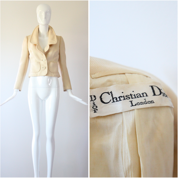 "Tailored Dior" Vintage 1960's Cream Wool Christian Dior Jacket UK 8 US 4