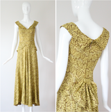 "Chartreuse Lamé" Vintage 1930's Chartreuse Green Lamé Evening Gown UK 6 US 2