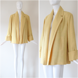 "Macaroon Yellow" Vintage 1940's Macaroon Yellow Wool Swing Jacket UK 10-14 US 6-10