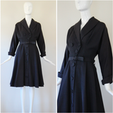 "Navy Silk Faille" Vintage 1950's Navy Blue Silk Faille Suzy Perette Dress UK 10 US 6