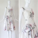 "Brushstroke Roses" Vintage 1950's Brushstroke Rose & Sequin Dress UK 8 US 4