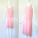 "French Cotton & Beads" Vintage 1920's French Glass Beaded Dress UK 8-10 US 4-6