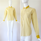 "Studded Pinstripes" Vintage 1940's Pinstriped Cotton Blouse UK 8-10 US 4-6