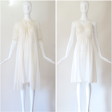 "Pleated Gathers & Lace" Vintage 1950's Gown & Robe Set UK 10 US 6