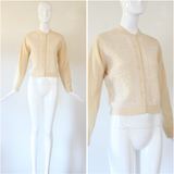 "Soutache & Cashmere" Vintage 1950's Cream Cashmere & Soutache Cardigan UK 12 US 8