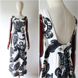 "Rhinestones & Monochrome" Vintage 1960's Monochrome Dress UK 10 US 6