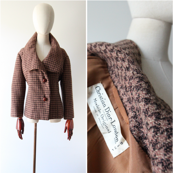 "Houndstooth Dior" Vintage 1960's Houndstooth Christian Dior Jacket UK 12-14 US 8-10