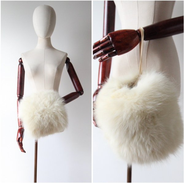 "Winter Warmth" Vintage 1950's White Winter Hand Muff